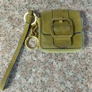 Tory Burch green  Buckle Suede mini Coin Pouch